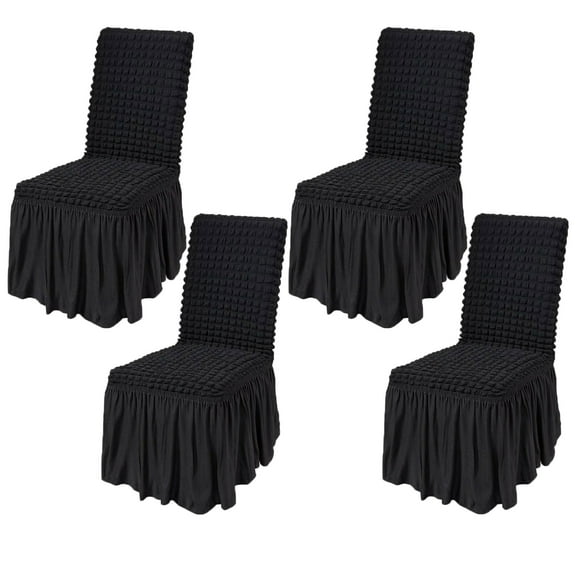 SHENGJINSH 4PCS Dining Chair Covers Stretch Parsons Chair Slipcover with Long Skirt Chair Covers for Dining Room Restaurant Banquet