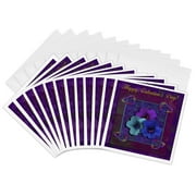 3dRose, Four Vintage Hearts and Pansy Flowers, Happy Valentines Day , 12 Greeting Cards with envelopes