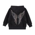 thumbnail image 3 of ZXLBBD Girls Fashion Hooded Sweatshirt with Rhinestone Print Zip Up Jacket Comfort Loose Casual Dailywear, 3 of 6