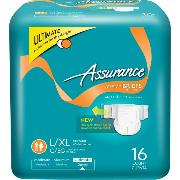 Assurance L Xl Unisex Incontinence Stretch Briefs With Tabs Unisex 16 Ct Walmart Com Walmart Com