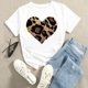 thumbnail image 2 of Camisetas estampadas de dibujos animados para mujer, camisetas de moda de verano, Tops de leopardo con corazón de amor, camiseta de manga corta para vacaciones 2022, 2 of 5