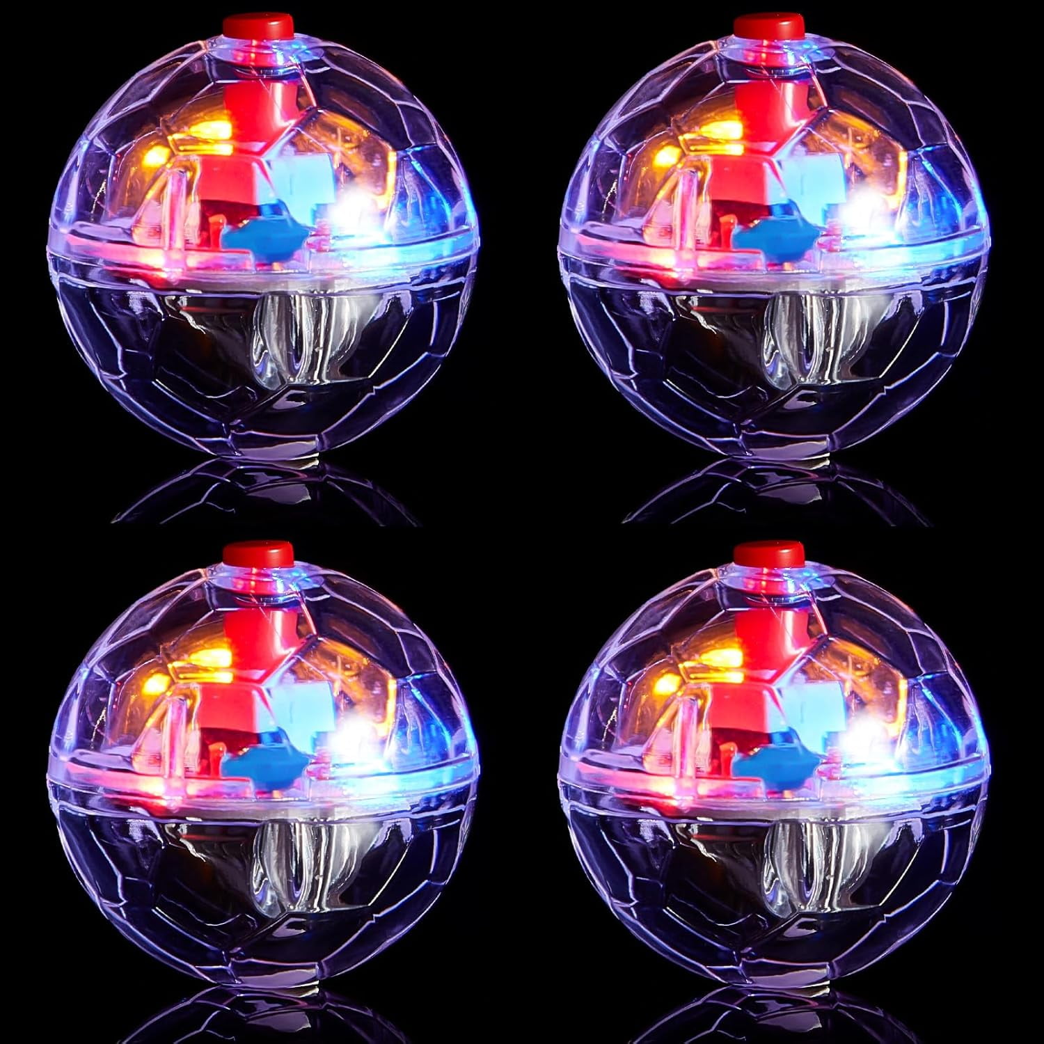 4 Pieces Ghost Hunting Cat Ball Motion Light up Cat Balls LED Motion Activated Pet Ball Motion Light up Interactive Toys Pet Glowing Mini Running Exercise Ball Toys (Transparent)