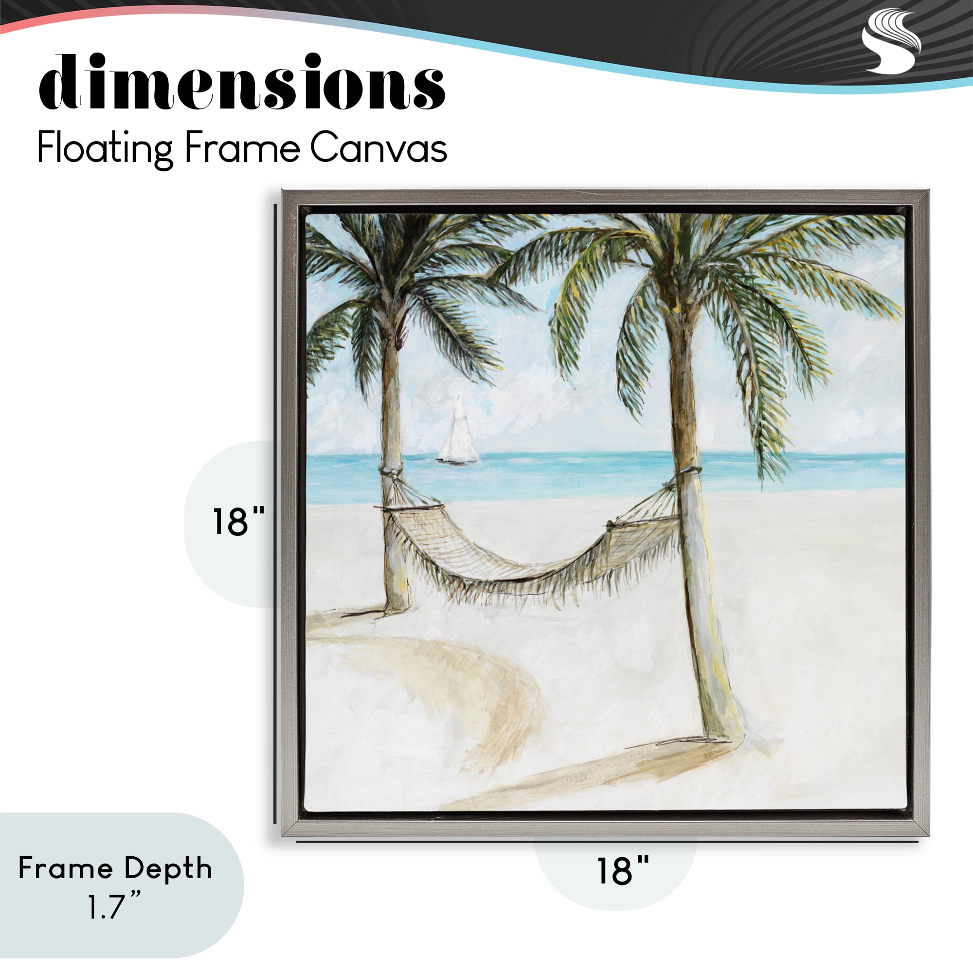 Stupell Industries Beach Hammock Coastal Scene Gray Framed Floater Canvas Wall Art, design by Lorenzo Collective