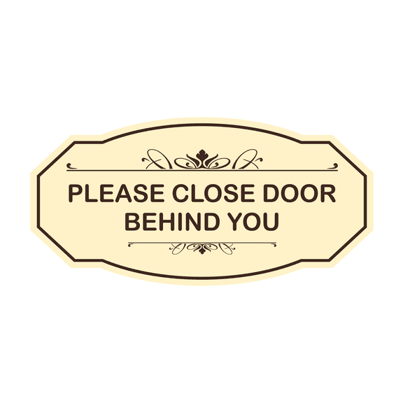 Victorian Please Close Door Behind You Sign (Ivory/Dark Brown) - Large