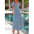 thumbnail image 4 of Vestido PRETTYGARDEN 2025 Maxi con Mangas Abullonadas y Ojalillo Gris Azul Talla L, 4 of 8