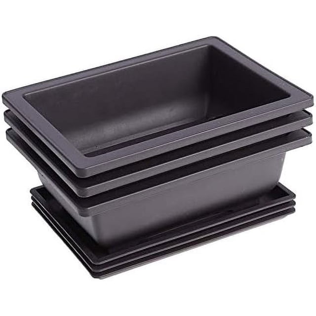 Pots d'Entraînement pour Bonsaï avec Drainage en Maille Intégré, Poly-Résine Robuste 16.5x12cm Jardinière Rectangulaire, Inclut des Plateaux d'Humidité pour Cuisine, Salle de Bain (10 Pcs)