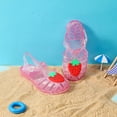 thumbnail image 5 of Xfvqtps Girls Jelly Sandals Closed Toe Cross Straps Hollow out Sequin Fruit Decoration Adjustable Buckle Durable Non Slip Washable Lightweight Summer PVC Water Shoes for 2-9 Years Pink, 5 of 9