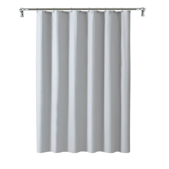 Clorox Clean Shower Lightweight PEVA Liner & Hook Set, Standard 70" x 72" & 12 C Hooks - Grey