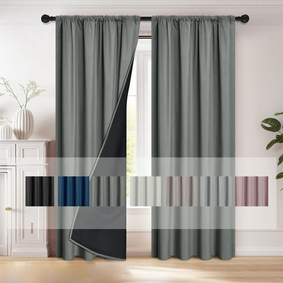 Bxaolu Blackout Curtains for Bedroom 78.75" Long - Thermal Insulated Black Out Curtains Room Darkening Rod Pocket Window Curtains for Living Room, Each Drape Panel 39.37" Wide, Dark Gray[2 Panels]
