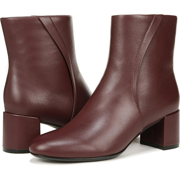 Naturalizer Womens River Heeled Ankle Boot Cabernet Sauvignon Red Leather 10M