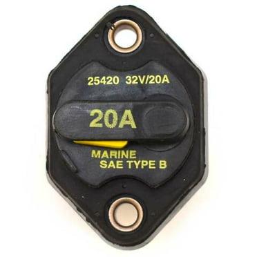 Bussman Boat Circuit Breaker 25420 | 20 Amp 32 Volt Panel Mount