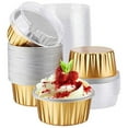 thumbnail image 5 of Tazas de Postre con Tapas, Paquete de 50 Soportes para Tazas para Hornear de Papel de Aluminio Dorado, Tazas de Pudín Transparentes para Hornear Cupcakes, 5 of 5
