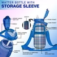 thumbnail image 2 of Blue and White Check 64 Oz Half Gallon Water Bottle with Sleeve BPA Free Leakproof Sport Large Plastic Water Bottle with Straw&Time Marker&Insulated Neoprene Holder Carrier Bag Gift for Women Men, 2 of 5