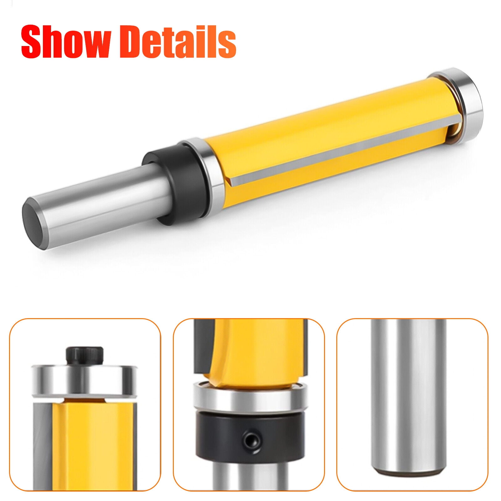 2Pcs 1-1/2" 1/4" Shank Flush Trim Top Bottom Bearing Router Bit Woodworking Tool