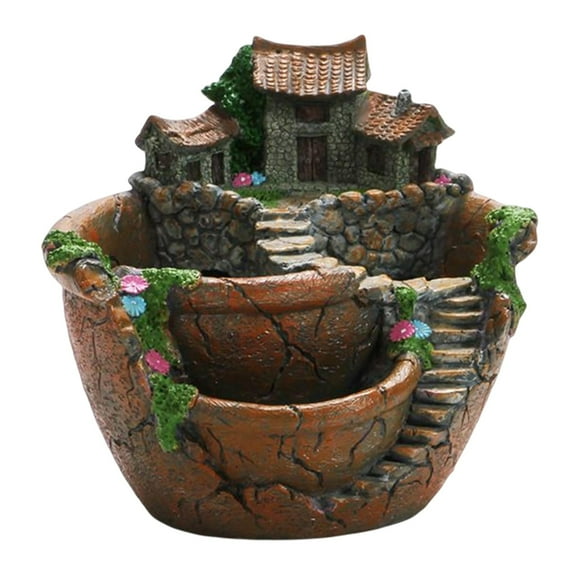 Succulent Plants Planter Flower Pot, Fairy Garden Design Crafts Creative Plant Flowerpot for Cacti Green Plant Balcony Store Orange