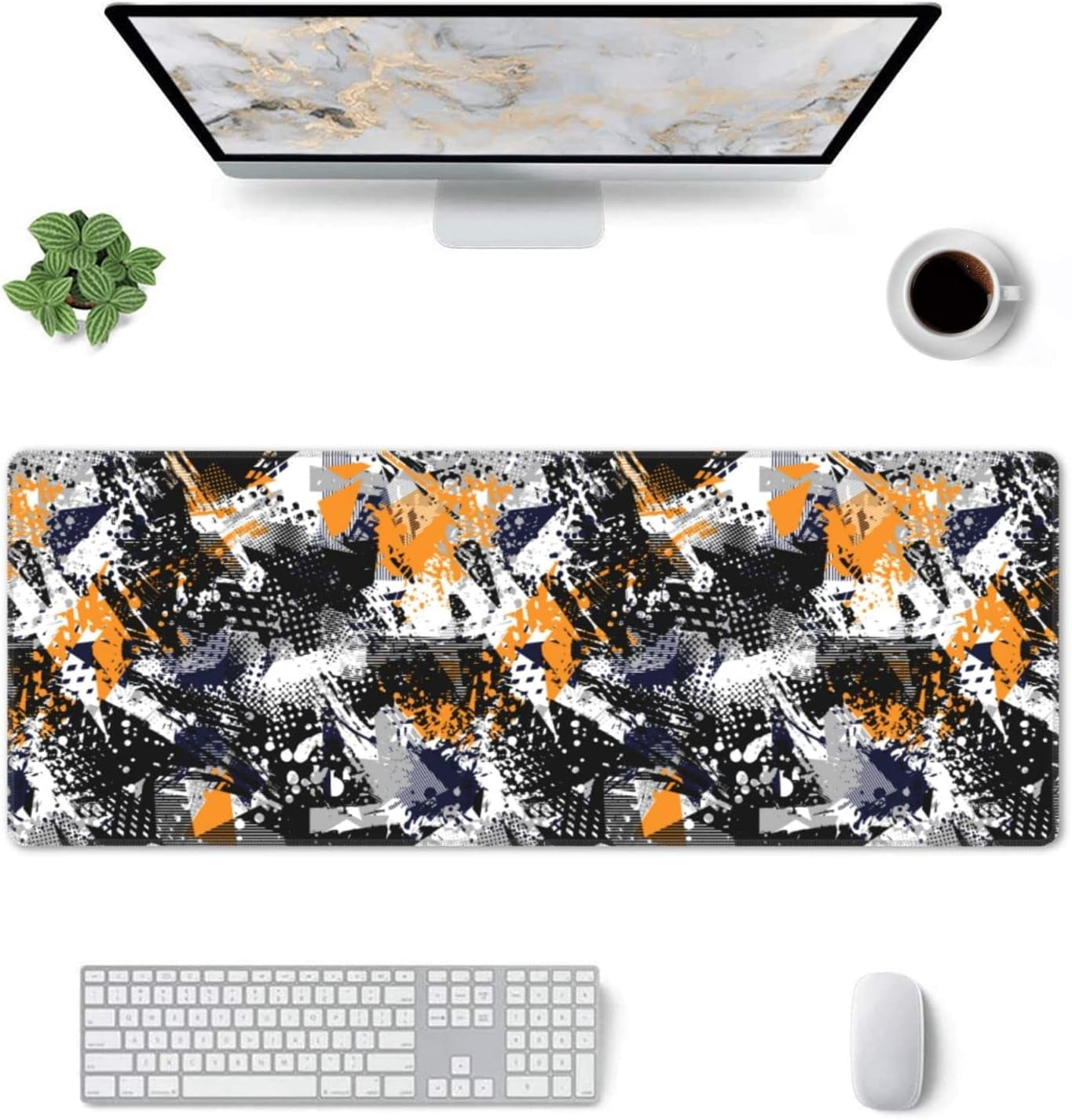 Gaming Mouse Pad Large, XL Mousepad Design with Abstract Texture, Stitched Extended Desk Pad for Keyboard and Mouse, Stitched Big Long Computer Loptop Pads Gifts for Women, (Colorful, 31.5 * 11.8 in)