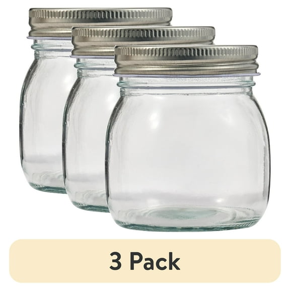 (3 pack) Plaid Surfaces Glass Mason Jar with Lid, 8 oz Customizable Jar for DIY Arts and Crafts