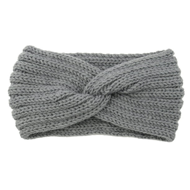 Banda para el pelo de lana tejida con forma de cruz, protector de orejas, diadema tejida a mano, accesorios para el cabello de moda plana y cálida para otoño e invierno