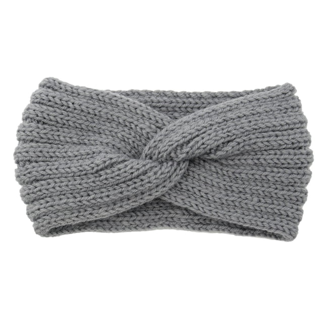 Banda para el pelo de lana tejida con forma de cruz, protector de orejas, diadema tejida a mano, accesorios para el cabello de moda plana y cálida para otoño e invierno