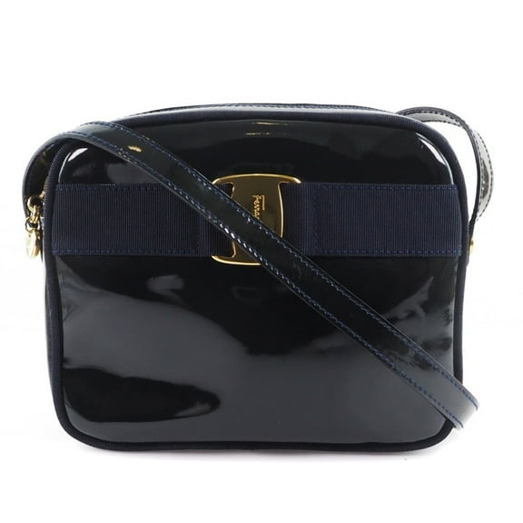 Pre-Owned Salvatore Ferragamo Vara DE-21 3096 Patent Leather Black Women's Shoulder... (Fair)