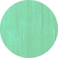 thumbnail image 1 of Ahgly Company Machine Washable Indoor Round Solid Turquoise Blue Modern Area Rugs, 7' Round, 1 of 4