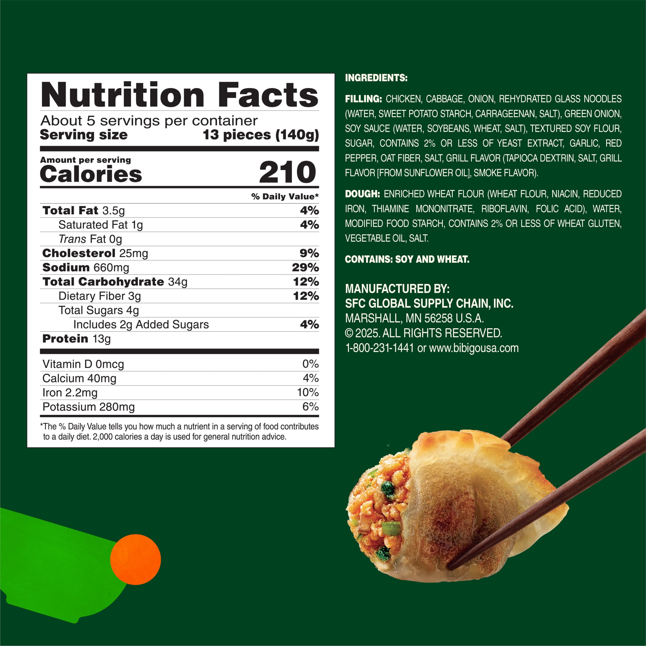 Bibigo Frozen Mini Wontons Spicy Chicken & Vegetable Dumplings, 24.0 oz
