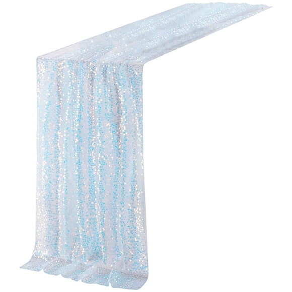 Jiibva Sequin Table Runner, Glitter Iridescent Table Runners Wedding Dining Table Decoration For Sweetheart Table Decor