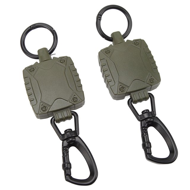 Porte-clés Rétractables en Métal, 2 Pcs Porte-Badge Carré Rétractable, Porte-Clés Rétractable Robuste Technologie de Pointe