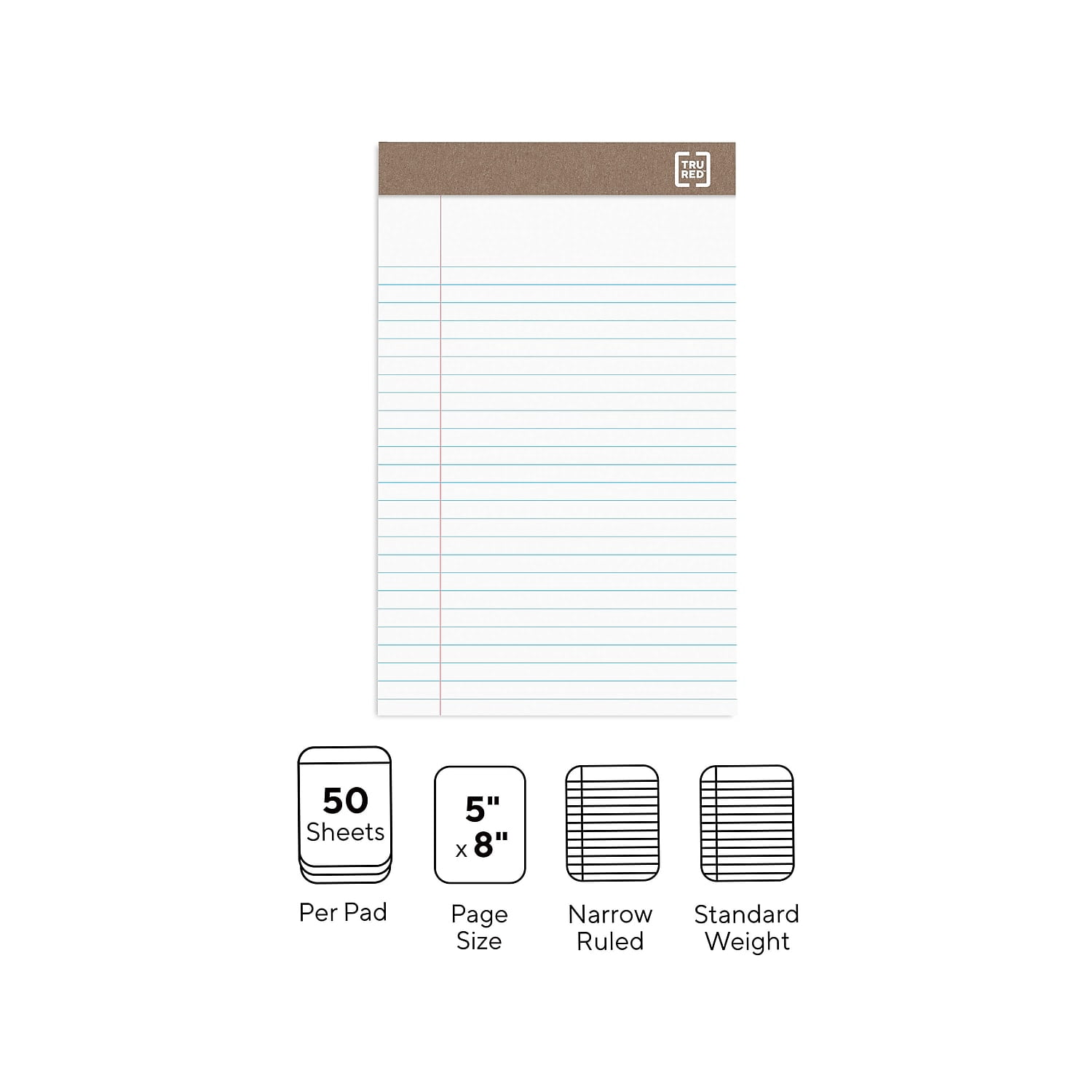 MyOfficeInnovations Notepads 5" x 8" Narrow White 50 Sheets/Pad 12 Pads/PK (18592STP) 491461