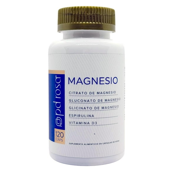Citrato Gluconato y Glicinato de Magnesio 120 cáps pdrosa blanco