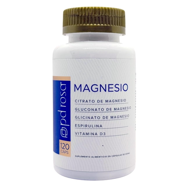 Citrato Gluconato y Glicinato de Magnesio 120 cáps pdrosa blanco