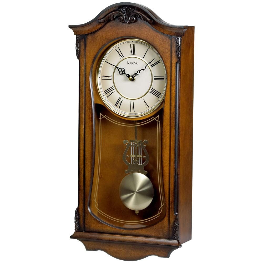 Bulova Clocks C3542 Cranbrook Wall Mount Analog Wooden Chiming Clock
