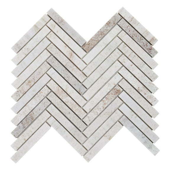 Modket TDH514NS Beige Cream Crema Marfil Marble Stone Herringbone Mosaic Tile Kitchen Backsplash