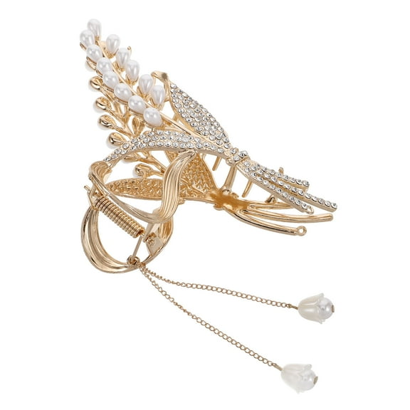 Masteelf Ear Of Wheat Hair Clips Rhinestone Pearl Hair Clips Crystal Tassel Hair Catch Flower Metal Jaw Clamp Fancy Hair Accessories For Women Girls