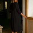 thumbnail image 5 of Ohufall Women Dresses Cotton Linen Button Crew Neck Long Sleeve Dress Pleated Loose Comfort Casual Maxi Dress, 5 of 6