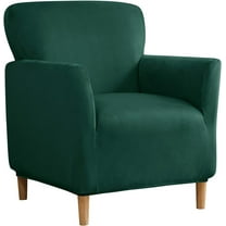 TOPCHANCES Stretch Velvet Armchair Slipcover, Anti Slip Chair Covers for Living Room, Dark Green