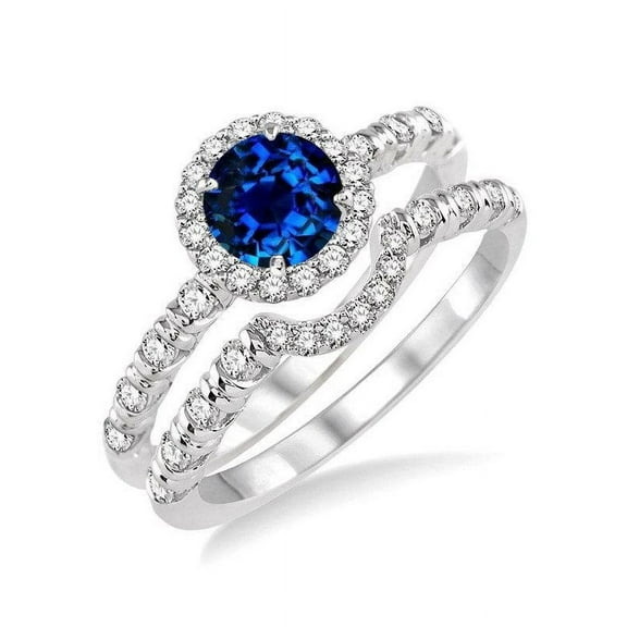 Handmade 1.50 Carat Round cut Diamond Wedding Set for Women in 14k White Gold affordable sapphire and diamond engagement ring