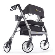Comodità Spazio Special Extra Wide Heavy-Duty Rollator Walker with Ultra Comfortable Orthopedic 20" Wide Nylon Seat - 440 lb. Weight Capacity Metallic Graphite