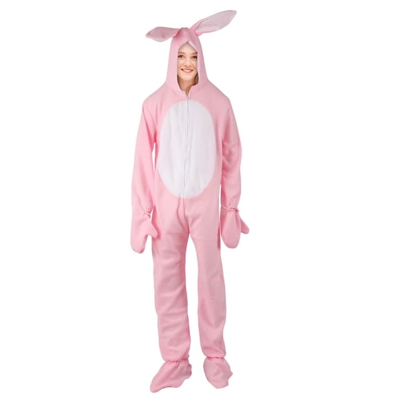 Pink Bunny Suit Adult Animal Onesie Rabbit Pajamas Bunny Jumpsuit Homewear Sleepwear Zipper Hooded for Unisex