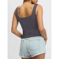 thumbnail image 6 of Women'S Sleeveless Square Neck Tank Top Double Layer Basic Crop Tops Summer Fitness Workout Casual Tops Grey M, 6 of 7