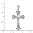 thumbnail image 2 of 14k White Gold White Crucifix With Engraved Love Hearts and Scroll Tips 34.85mm long Pendant Necklace for Women, 2 of 2