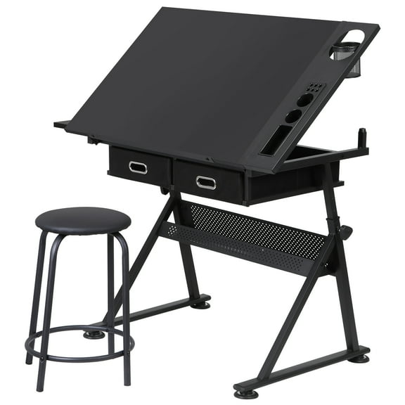 ERTWER Black Drawing Desk - Adjustable Desktop Artist Drawing Writing Desk, Professional Drawing Desk Drawing Desk Learning Work Desk, Suitable for Art Design, Drawing Drawing, and Handmade Creation