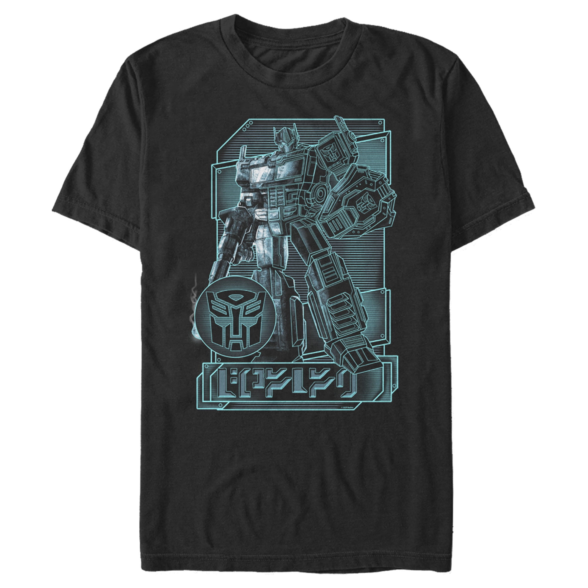 Men's Transformers Split Bot Neon Logo Graphic Tee Black X Large
