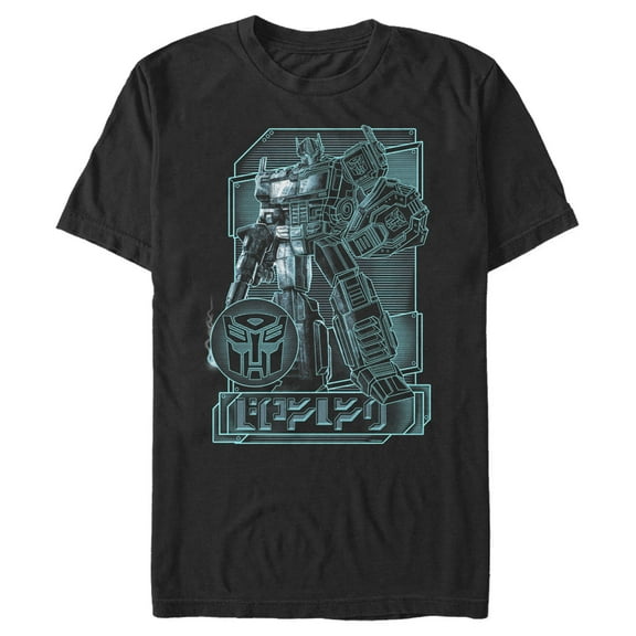 Men's Transformers Optimus Prime Digital Outline Graphic Tee Black X Large
