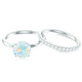 thumbnail image 4 of Rosec Jewels Solitaire Ethiopian Opal Bridal Ring Set with Diamond Enhancer (2.50 CT, AAA Quality), 10K White Gold, US 5.50, 4 of 10