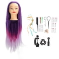 thumbnail image 1 of Cabeza de Maniquí de Cabello, Cabeza de Maniquí con Maniquí de Cosmetología de Peluquería Púrpura Cabeza de Entrenamiento de Maniquí de Cabello Calidad Inigualable, 1 of 5