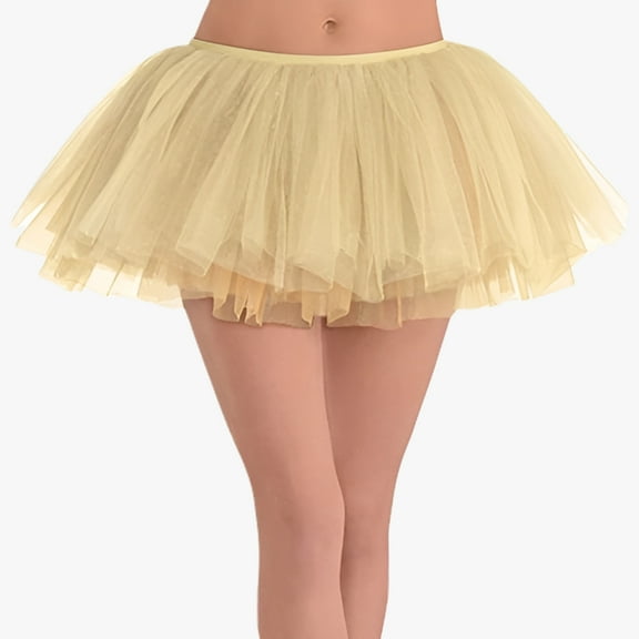 Amscan Tulle Elastic Waistline Costume Tutu, One Size, Gold
