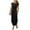 Black, variant on LYXSSBYX Women Long Dress O-Neck Mid-Waist Skirt Solid Color Short Sleeve Fashion Long Skirt