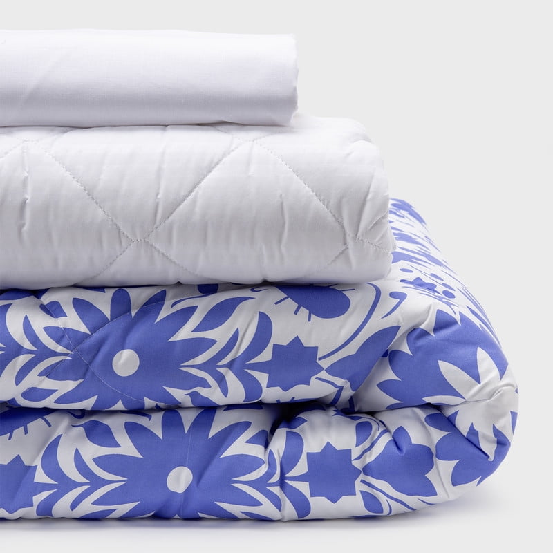 Combo 43 Plumón México Reversible Azul 2 Plazas