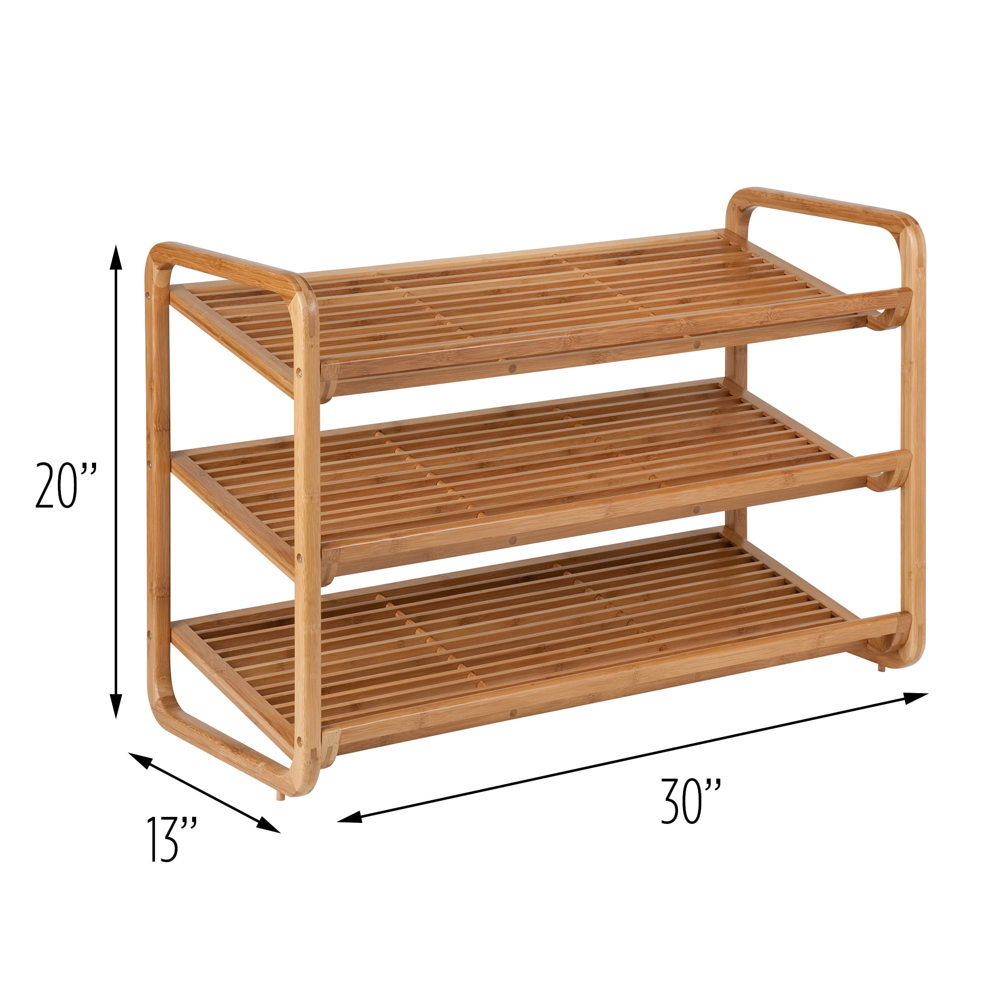 Honey Can Do 2 Tier Natural Wood Shoe Rack